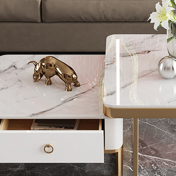 Slate Square End Table Frame Modern Coffee Table with Drawer Clearhalo 'Coffee & Accent Tables' 'Coffee Tables' 'coffee_tables' 'furn' 'furn_coffee_tables' 'Furniture' 'Living Room Furniture' 6522911