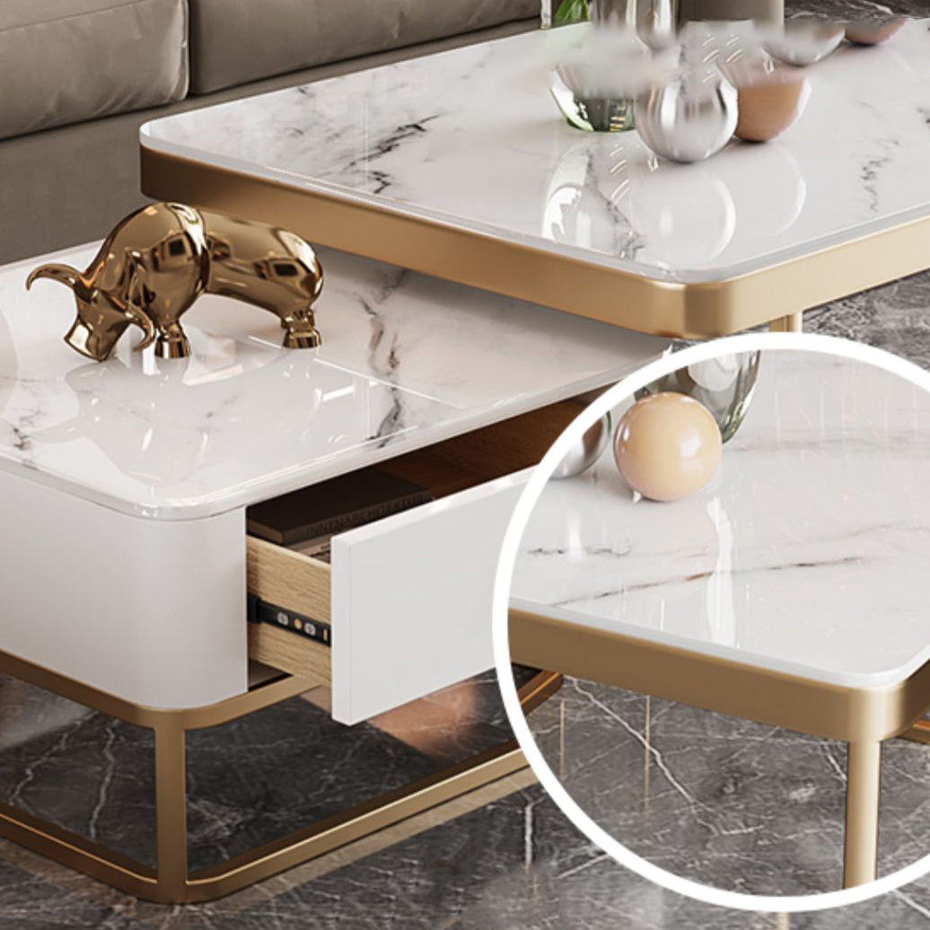 Slate Square End Table Frame Modern Coffee Table with Drawer Clearhalo 'Coffee & Accent Tables' 'Coffee Tables' 'coffee_tables' 'furn' 'furn_coffee_tables' 'Furniture' 'Living Room Furniture' 6522913
