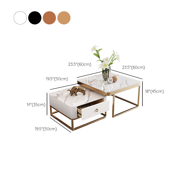 Slate Square End Table Frame Modern Coffee Table with Drawer Clearhalo 'Coffee & Accent Tables' 'Coffee Tables' 'coffee_tables' 'furn' 'furn_coffee_tables' 'Furniture' 'Living Room Furniture' 6522914