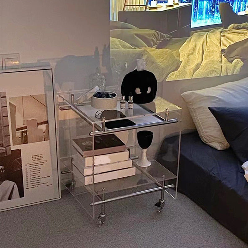 Moderne Acryl -obere rechteckige Doppelstufe Akzent -Seiten Tabelle