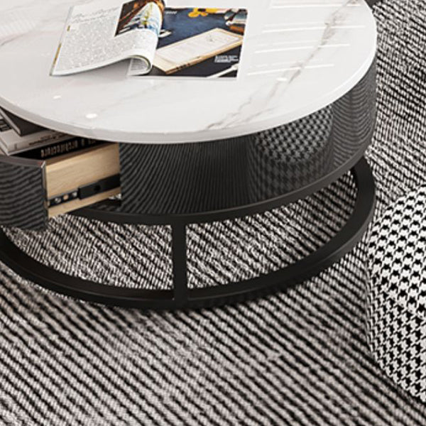 Slate Coffee Cocktail Table Round Coffee Table Set with Drawer Clearhalo 'Coffee & Accent Tables' 'Coffee Tables' 'coffee_tables' 'furn' 'furn_coffee_tables' 'Furniture' 'Living Room Furniture' 6522953
