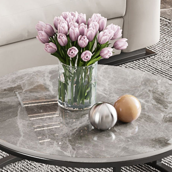 Slate Coffee Cocktail Table Round Coffee Table Set with Drawer Clearhalo 'Coffee & Accent Tables' 'Coffee Tables' 'coffee_tables' 'furn' 'furn_coffee_tables' 'Furniture' 'Living Room Furniture' 6522955