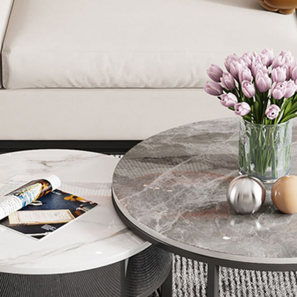 Slate Coffee Cocktail Table Round Coffee Table Set with Drawer Clearhalo 'Coffee & Accent Tables' 'Coffee Tables' 'coffee_tables' 'furn' 'furn_coffee_tables' 'Furniture' 'Living Room Furniture' 6522956