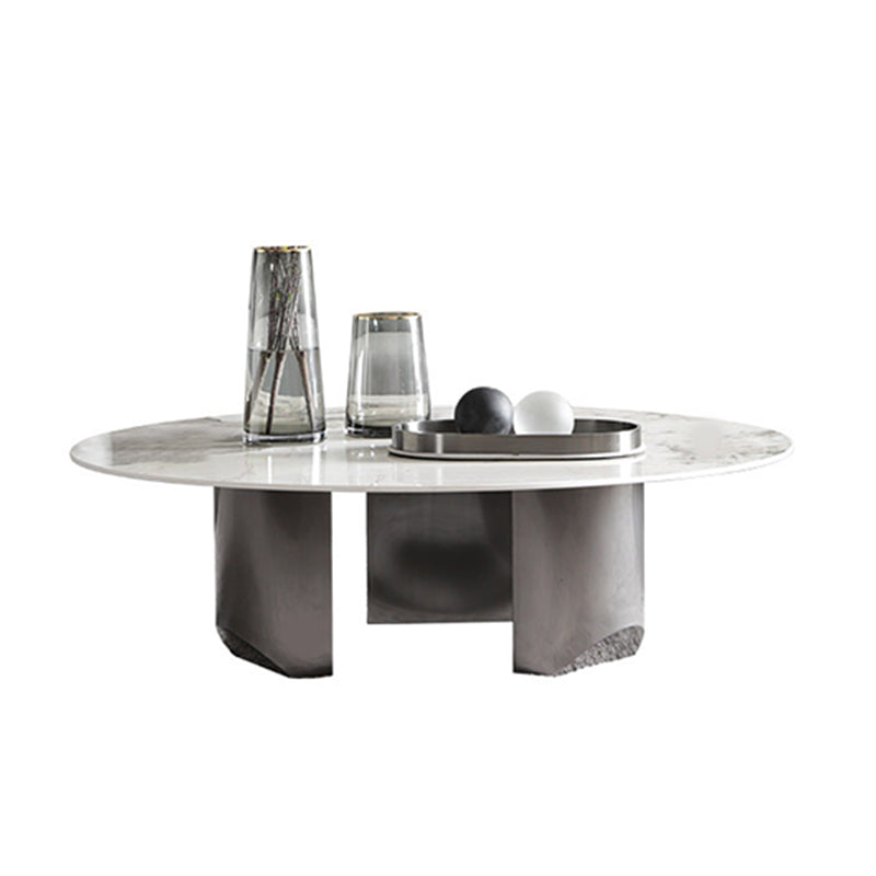 Glam Round Slate Cocktail Table Stainless Steel 3 Legs Coffee Table Clearhalo 'Coffee & Accent Tables' 'Coffee Tables' 'coffee_tables' 'furn' 'furn_coffee_tables' 'Furniture' 'Living Room Furniture' 6522999