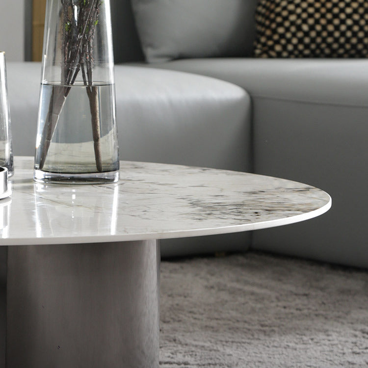 Glam Round Slate Cocktail Table Stainless Steel 3 Legs Coffee Table Clearhalo 'Coffee & Accent Tables' 'Coffee Tables' 'coffee_tables' 'furn' 'furn_coffee_tables' 'Furniture' 'Living Room Furniture' 6523000