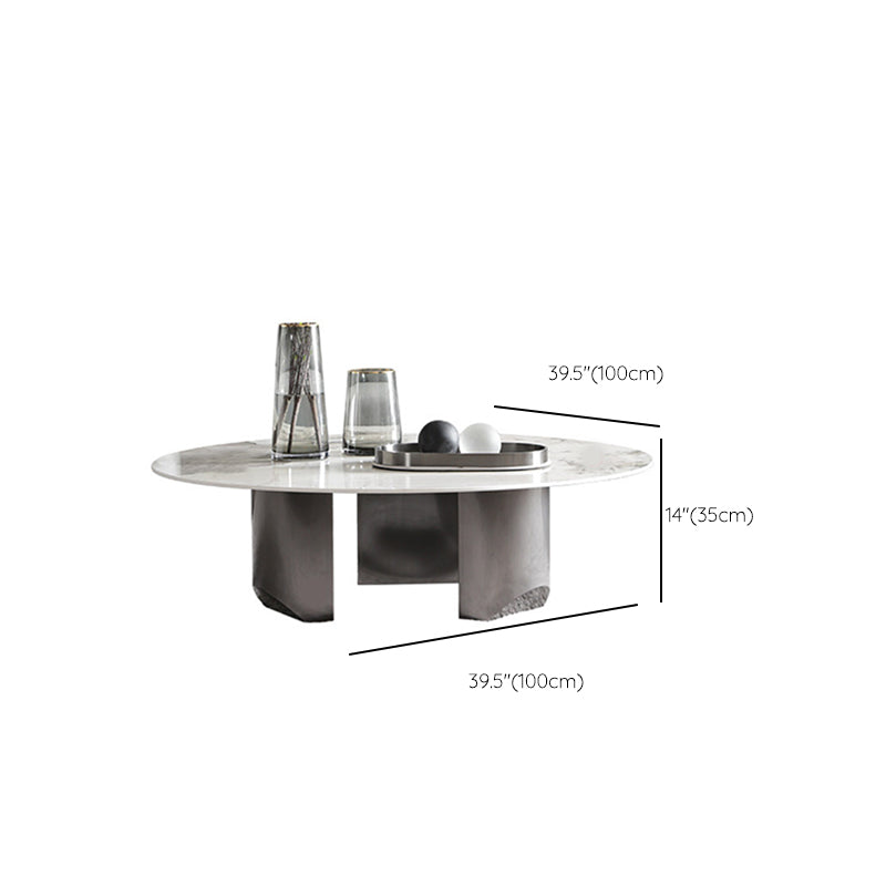 Glam Round Slate Cocktail Table Stainless Steel 3 Legs Coffee Table Clearhalo 'Coffee & Accent Tables' 'Coffee Tables' 'coffee_tables' 'furn' 'furn_coffee_tables' 'Furniture' 'Living Room Furniture' 6523003