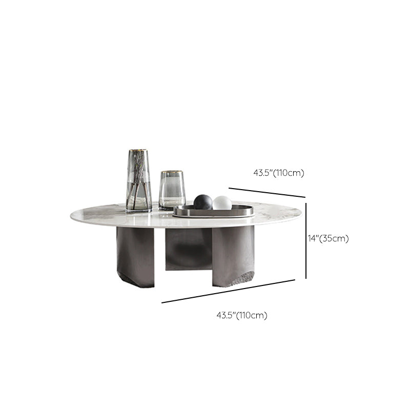 Glam Round Slate Cocktail Table Stainless Steel 3 Legs Coffee Table Clearhalo 'Coffee & Accent Tables' 'Coffee Tables' 'coffee_tables' 'furn' 'furn_coffee_tables' 'Furniture' 'Living Room Furniture' 6523005