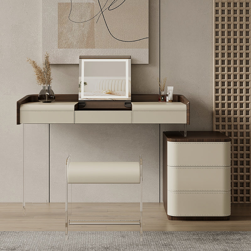 Tavolo da toeletta da toeletta in legno per trucco a flip-top con 5 cassetti