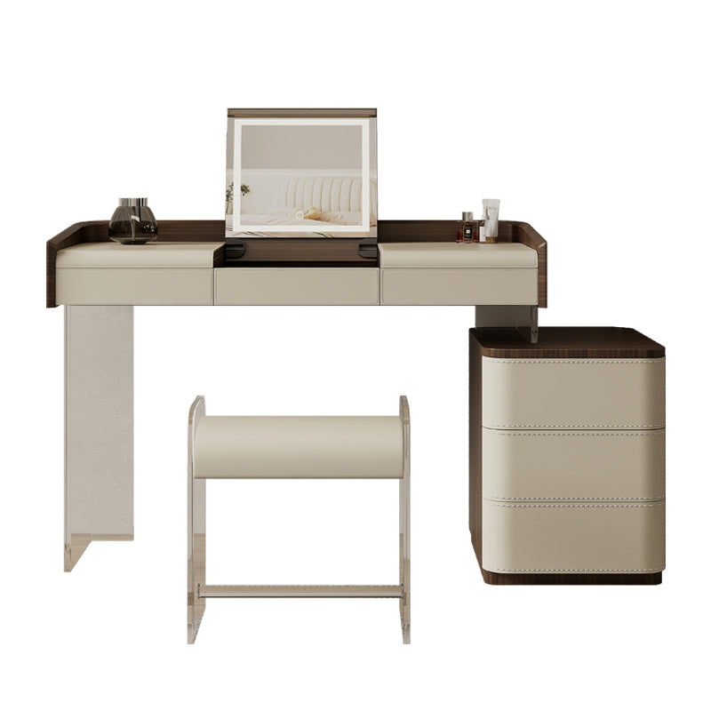 Tavolo da toeletta da toeletta in legno per trucco a flip-top con 5 cassetti