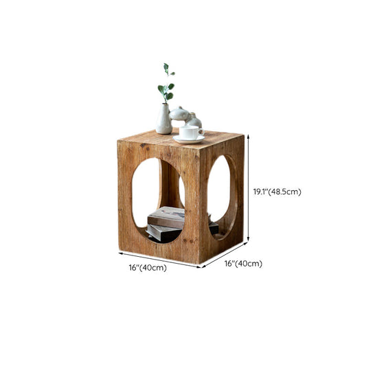 Tavolo da tavolo da tavolo quadrati di stoccaggio in legno rustico in naturale