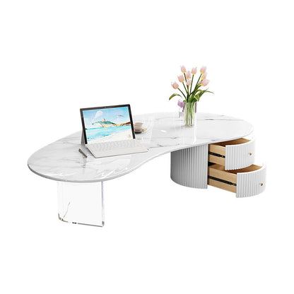 Freiform-Cocktailtisch aus Schiefer, abstrakter Couchtisch mit 2 Schubladen