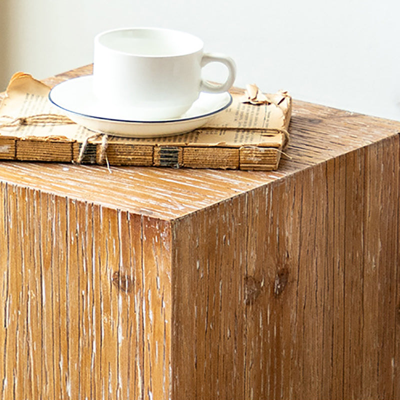Rustic Square Wooden End Table Natural Drum Sofa Side Accent Table Clearhalo 'Coffee & Accent Tables' 'End & Side Tables' 'end_side_tables' 'furn' 'furn_end_side_tables' 'Furniture' 'Living Room Furniture' 6523161