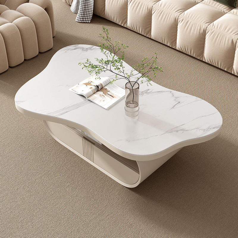 Contemporary Geometric Cocktail Table Stone White Coffee Table Clearhalo 'Coffee & Accent Tables' 'Coffee Tables' 'coffee_tables' 'furn' 'furn_coffee_tables' 'Furniture' 'Living Room Furniture' 6523188