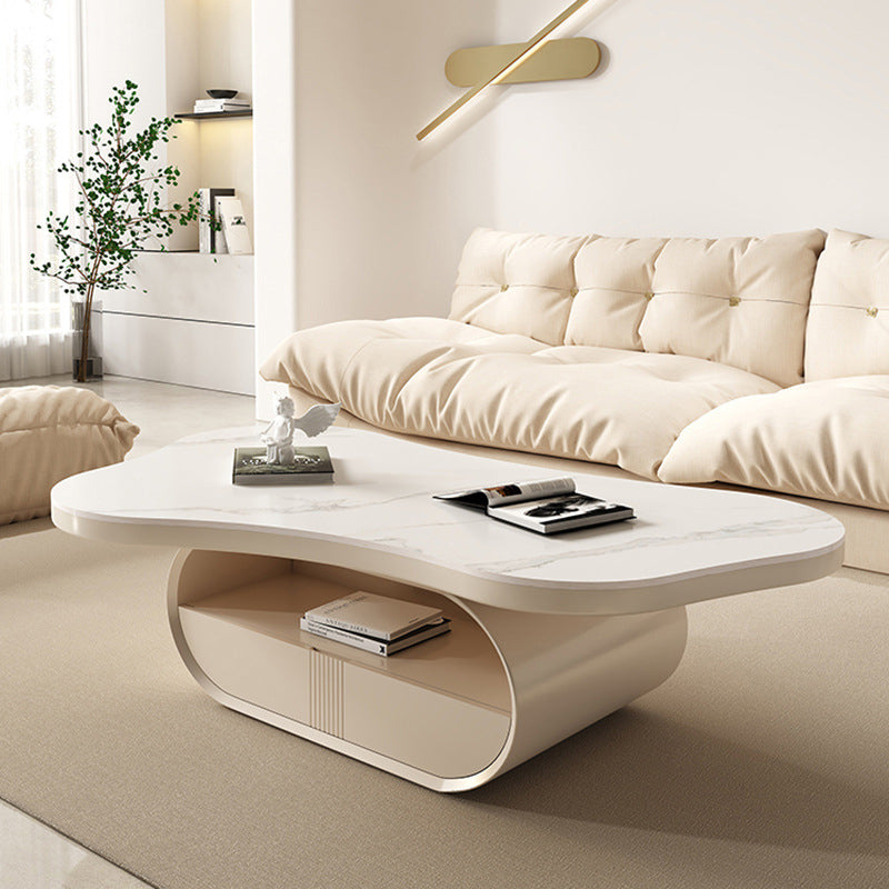Contemporary Geometric Cocktail Table Stone White Coffee Table Clearhalo 'Coffee & Accent Tables' 'Coffee Tables' 'coffee_tables' 'furn' 'furn_coffee_tables' 'Furniture' 'Living Room Furniture' 6523189