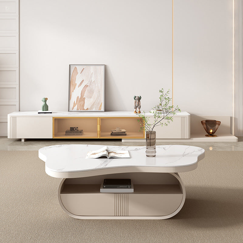 Contemporary Geometric Cocktail Table Stone White Coffee Table Clearhalo 'Coffee & Accent Tables' 'Coffee Tables' 'coffee_tables' 'furn' 'furn_coffee_tables' 'Furniture' 'Living Room Furniture' 6523191