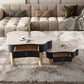 Modern Free Form Slate Cocktail Table Wood 4 Legs Coffee Table with Drawers Clearhalo 'Coffee & Accent Tables' 'Coffee Tables' 'coffee_tables' 'furn' 'furn_coffee_tables' 'Furniture' 'Living Room Furniture' 6523203