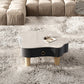 Modern Free Form Slate Cocktail Table Wood 4 Legs Coffee Table with Drawers 24"L x 20"W x 16"H Beige Black Clearhalo 'Coffee & Accent Tables' 'Coffee Tables' 'coffee_tables' 'furn' 'furn_coffee_tables' 'Furniture' 'Living Room Furniture' 6523208