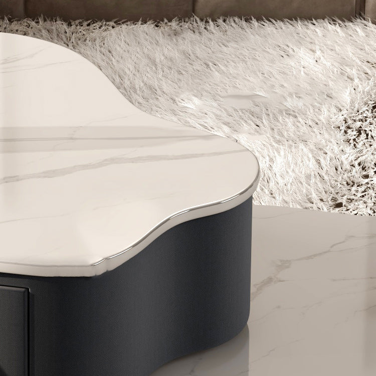 Modern Free Form Slate Cocktail Table Wood 4 Legs Coffee Table with Drawers Clearhalo 'Coffee & Accent Tables' 'Coffee Tables' 'coffee_tables' 'furn' 'furn_coffee_tables' 'Furniture' 'Living Room Furniture' 6523211