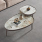 Mesa de cóctel geométrica contemporánea, mesas agrupadas de piedra con 3 patas