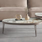 Mesa de cóctel geométrica contemporánea, mesas agrupadas de piedra con 3 patas