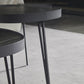 Mesa de cóctel geométrica contemporánea, mesas agrupadas de piedra con 3 patas