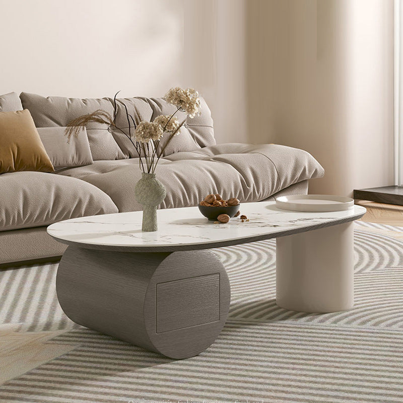 Modern Abstract Base Coffee Table Slate Free Form Coffee Cocktail Table with drawers Clearhalo 'Coffee & Accent Tables' 'Coffee Tables' 'coffee_tables' 'furn' 'furn_coffee_tables' 'Furniture' 'Living Room Furniture' 6523272