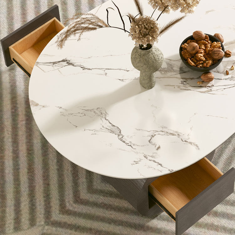 Modern Abstract Base Coffee Table Slate Free Form Coffee Cocktail Table with drawers Clearhalo 'Coffee & Accent Tables' 'Coffee Tables' 'coffee_tables' 'furn' 'furn_coffee_tables' 'Furniture' 'Living Room Furniture' 6523275