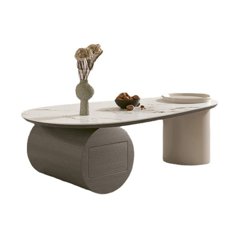 Modern Abstract Base Coffee Table Slate Free Form Coffee Cocktail Table with drawers 51"L x 27.5"W x 16"H Clearhalo 'Coffee & Accent Tables' 'Coffee Tables' 'coffee_tables' 'furn' 'furn_coffee_tables' 'Furniture' 'Living Room Furniture' 6523276