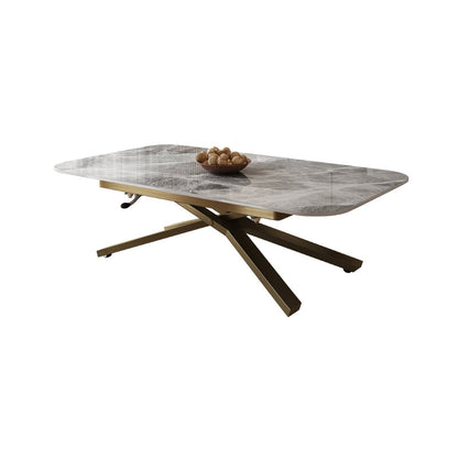 Glam 4 Legs Cocktail Table Single Stone Coffee Cocktail Table Gold Clearhalo 'Coffee & Accent Tables' 'Coffee Tables' 'coffee_tables' 'furn' 'furn_coffee_tables' 'Furniture' 'Living Room Furniture' 6523293