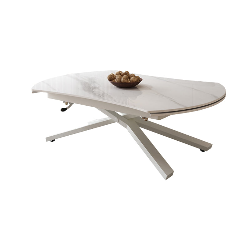 Glam 4 Legs Cocktail Table Single Stone Coffee Cocktail Table White Clearhalo 'Coffee & Accent Tables' 'Coffee Tables' 'coffee_tables' 'furn' 'furn_coffee_tables' 'Furniture' 'Living Room Furniture' 6523297