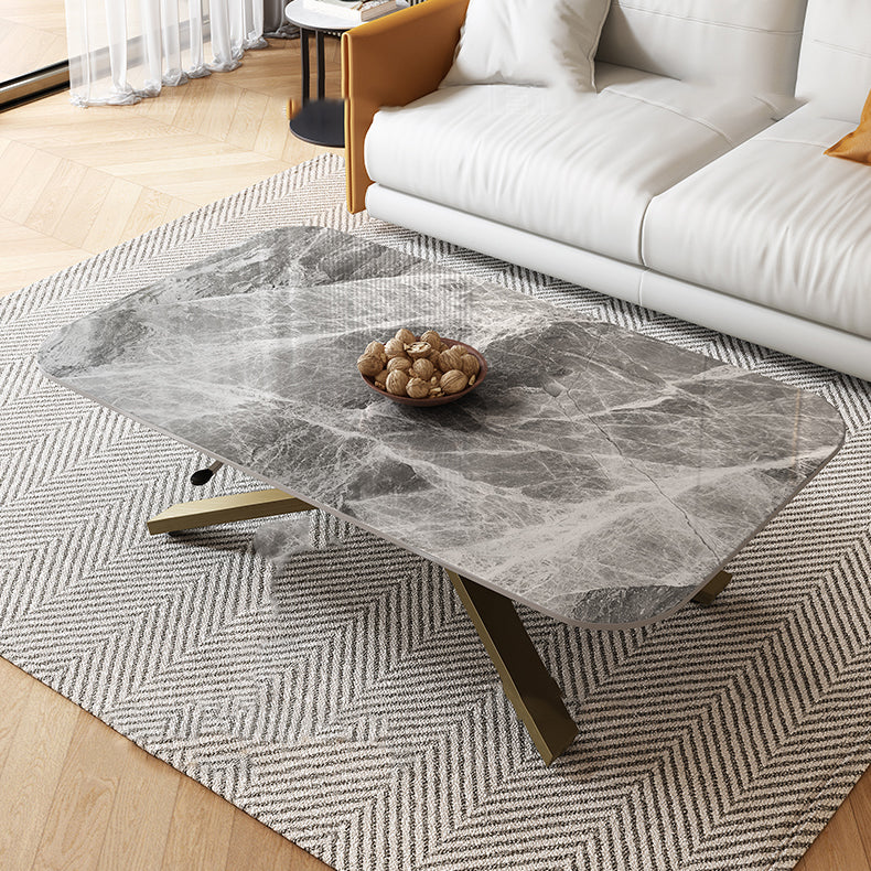 Glam 4 Legs Cocktail Table Single Stone Coffee Cocktail Table Clearhalo 'Coffee & Accent Tables' 'Coffee Tables' 'coffee_tables' 'furn' 'furn_coffee_tables' 'Furniture' 'Living Room Furniture' 6523298