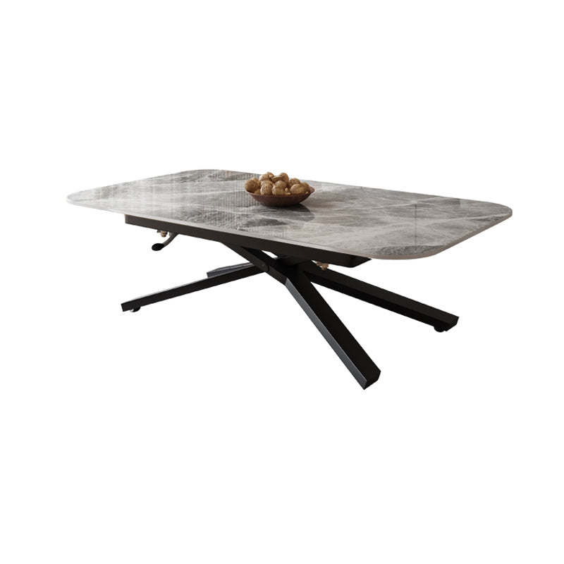 Glam 4 Legs Cocktail Table Single Stone Coffee Cocktail Table Black Clearhalo 'Coffee & Accent Tables' 'Coffee Tables' 'coffee_tables' 'furn' 'furn_coffee_tables' 'Furniture' 'Living Room Furniture' 6523299