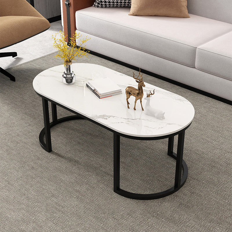 Table de cocktail ovale Glam Stone Table de cocktail basse simple standard