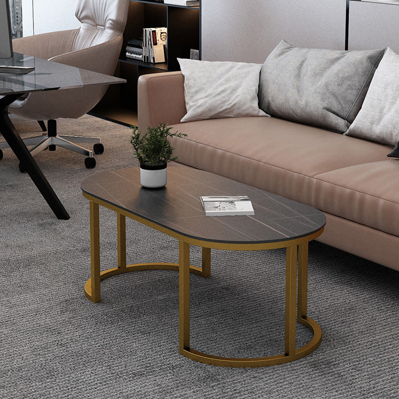 Table de cocktail ovale en pierre Glam Table de cocktail basse simple standard