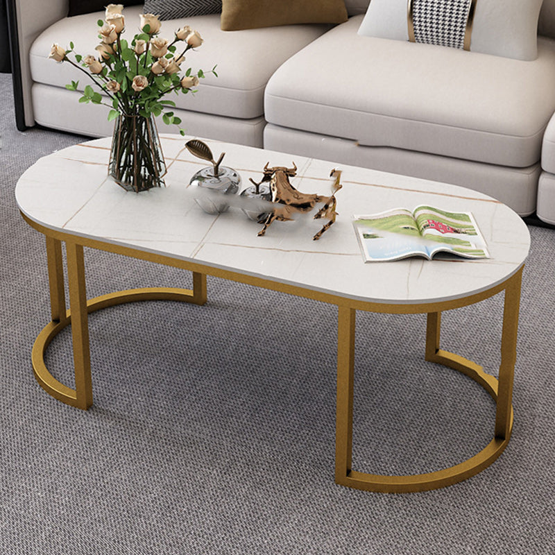 Table de cocktail ovale en pierre Glam Table de cocktail basse simple standard