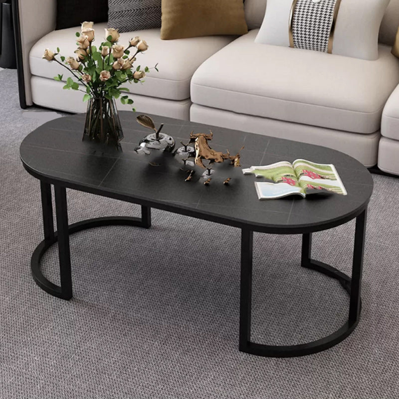 Table de cocktail ovale en pierre Glam Table de cocktail basse simple standard