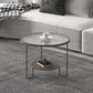 Tropical Round Frame Cocktail Table Glass Top Coffee Table Set