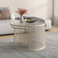 Tropical Round Frame Cocktail Table Glass Top Coffee Table Set