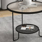 Tropical Round Frame Cocktail Table Glass Top Coffee Table Set