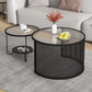 Tropical Round Frame Cocktail Table Glass Top Coffee Table Set
