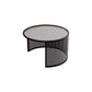 Tropical Round Frame Cocktail Table Glass Top Coffee Cocktail Table Black Clearhalo 'Coffee & Accent Tables' 'Coffee Tables' 'coffee_tables' 'furn' 'furn_coffee_tables' 'Furniture' 'Living Room Furniture' 6523458