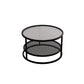 Tropical Round Frame Cocktail Table Glass Top Coffee Cocktail Table Black Clearhalo 'Coffee & Accent Tables' 'Coffee Tables' 'coffee_tables' 'furn' 'furn_coffee_tables' 'Furniture' 'Living Room Furniture' 6523460