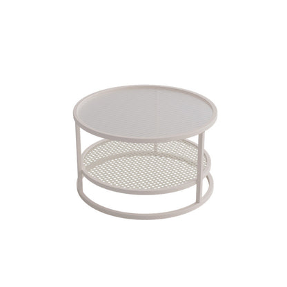 Tropical Round Frame Cocktail Table Glass Top Coffee Cocktail Table Off-White Clearhalo 'Coffee & Accent Tables' 'Coffee Tables' 'coffee_tables' 'furn' 'furn_coffee_tables' 'Furniture' 'Living Room Furniture' 6523465