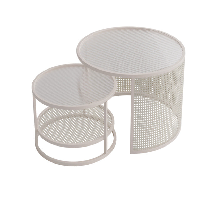 Tropical Round Frame Cocktail Table Glass Top Coffee Cocktail Table Clearhalo 'Coffee & Accent Tables' 'Coffee Tables' 'coffee_tables' 'furn' 'furn_coffee_tables' 'Furniture' 'Living Room Furniture' 6523466