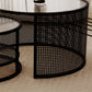Tropical Round Frame Cocktail Table Glass Top Coffee Cocktail Table Clearhalo 'Coffee & Accent Tables' 'Coffee Tables' 'coffee_tables' 'furn' 'furn_coffee_tables' 'Furniture' 'Living Room Furniture' 6523468