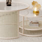 Tropical Round Frame Cocktail Table Glass Top Coffee Cocktail Table Clearhalo 'Coffee & Accent Tables' 'Coffee Tables' 'coffee_tables' 'furn' 'furn_coffee_tables' 'Furniture' 'Living Room Furniture' 6523469