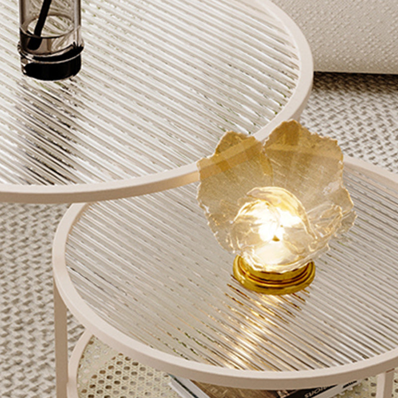 Tropical Round Frame Cocktail Table Glass Top Coffee Cocktail Table Clearhalo 'Coffee & Accent Tables' 'Coffee Tables' 'coffee_tables' 'furn' 'furn_coffee_tables' 'Furniture' 'Living Room Furniture' 6523470
