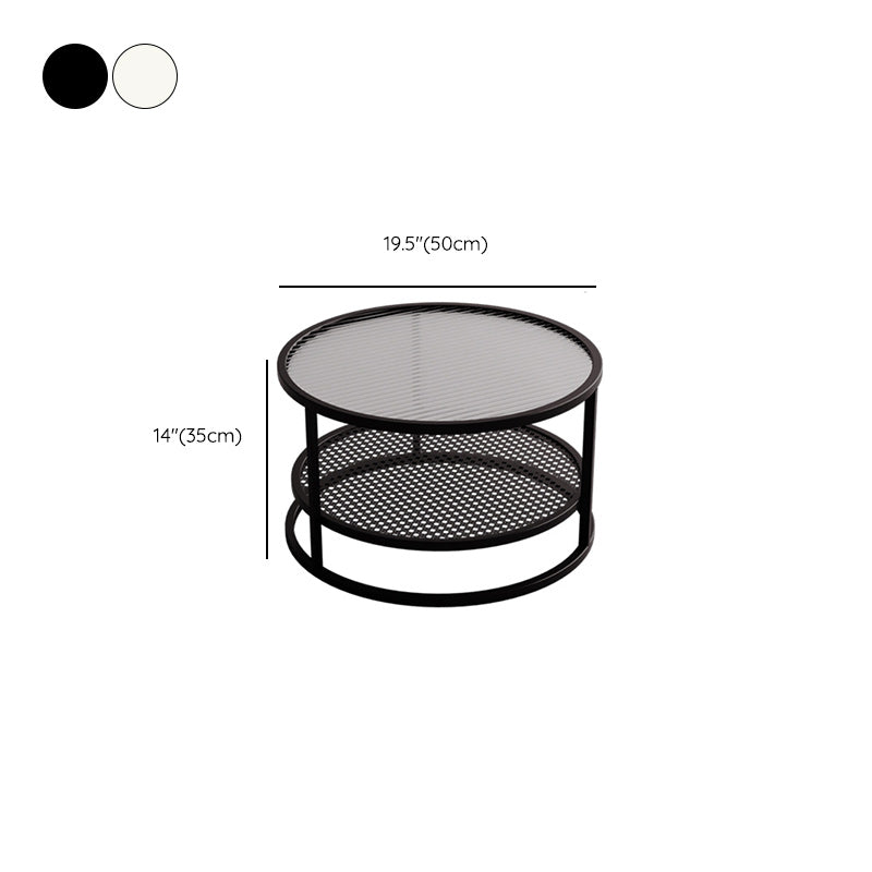 Tropical Round Frame Cocktail Table Glass Top Coffee Cocktail Table Clearhalo 'Coffee & Accent Tables' 'Coffee Tables' 'coffee_tables' 'furn' 'furn_coffee_tables' 'Furniture' 'Living Room Furniture' 6523474