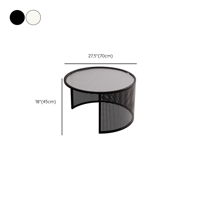 Tropical Round Frame Cocktail Table Glass Top Coffee Cocktail Table Clearhalo 'Coffee & Accent Tables' 'Coffee Tables' 'coffee_tables' 'furn' 'furn_coffee_tables' 'Furniture' 'Living Room Furniture' 6523476