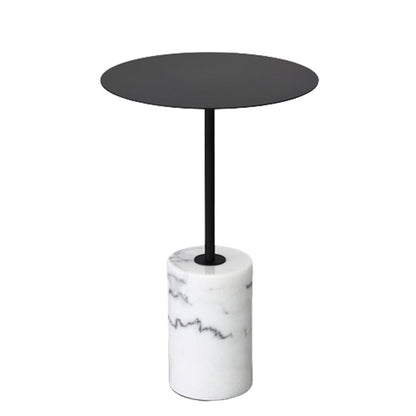 23.62 inch Tall Pedestal Side Table Metal and Marble Side End Table
